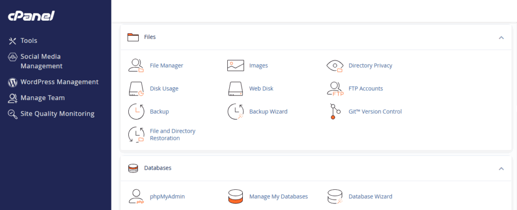 Backup cPanel opcje