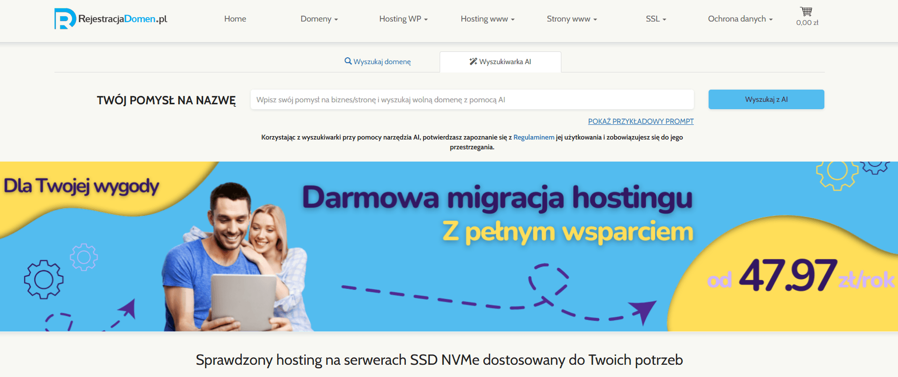 Strona główna serwisu RejestracjaDomen.pl
